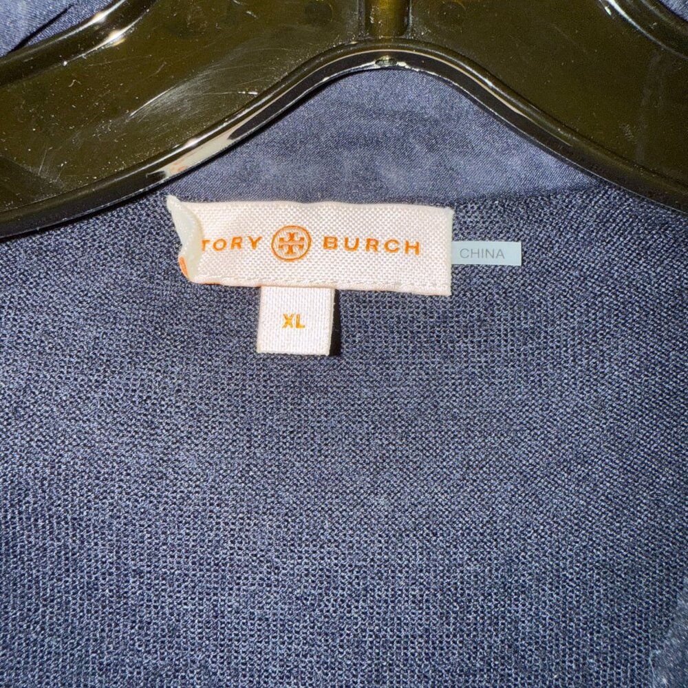 Tory Burch Cardigan Sweater Jacket in Tory Navy/Conifer Green, XL - Picture 3 of 4